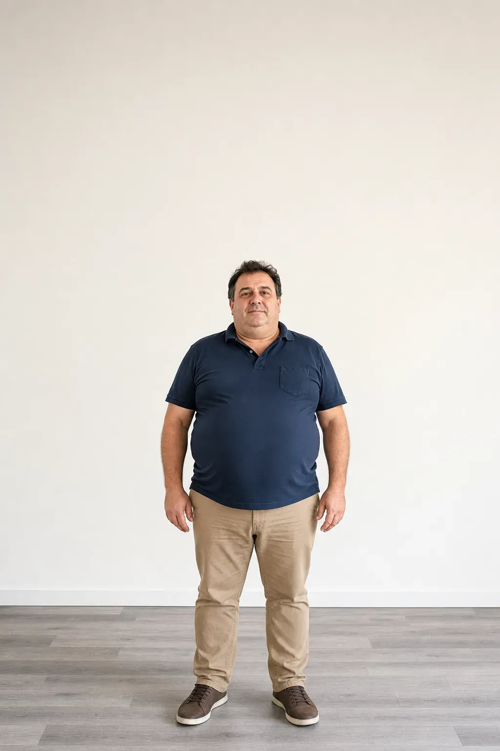 Recreación fotográfica: el cuerpo el día 1 del programa de control de peso